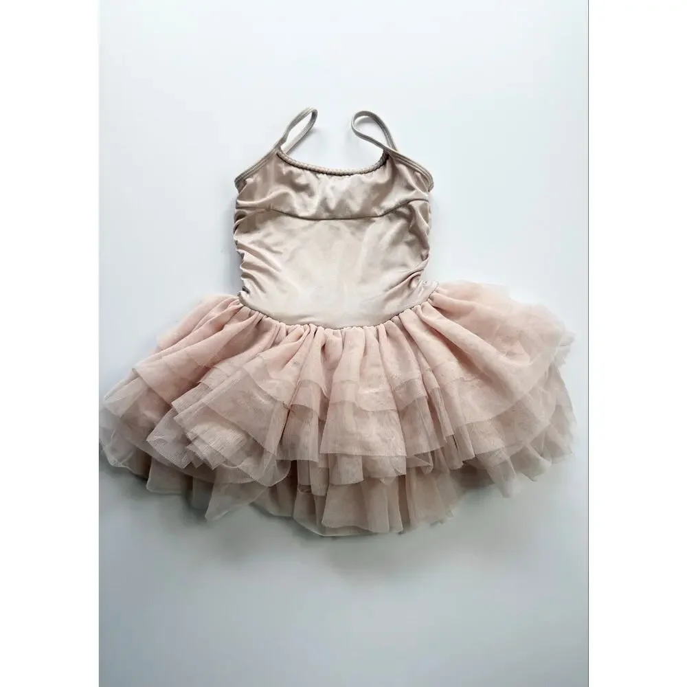 Bloch Girls Champagne Shimmer Tutu Dress Size 6X-7 Ballet